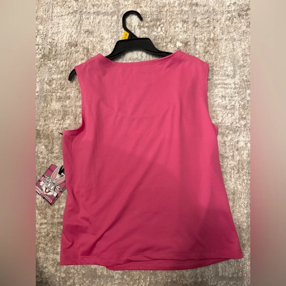 Justice Pink Looney Tunes Bow Detail Tank Top size XL 16/18-NWT